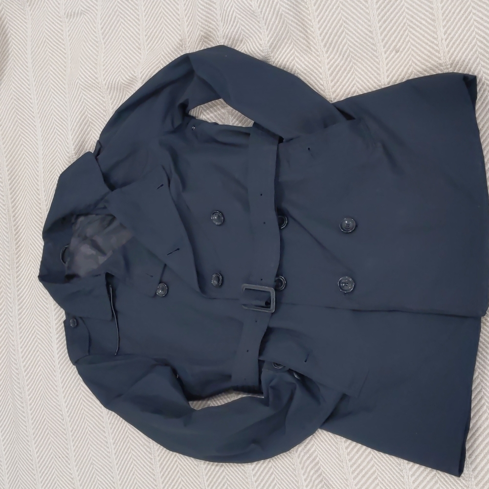 Zara Man Sz M Navy Blue Trench Coat